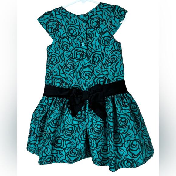 Gymboree green floral taffeta dress TODDLER SIZE 3T fancy formal holiday - Picture 2 of 5